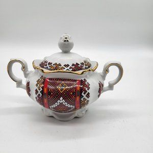 Vintage Kronester KRO37 Bavaria Sugar Bowl with Lid China Gold Rim
